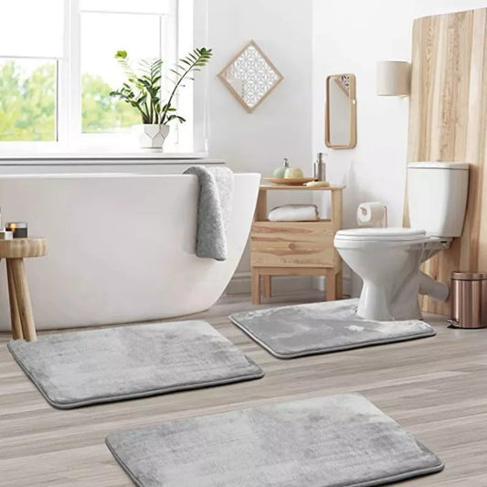 Velvet Bath Set - Super Soft, Non-Slip, Absorbent & Washable Rugs