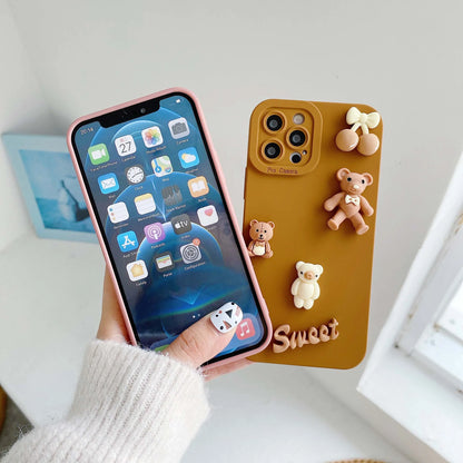 Fundas para iPhone 11 12 13 14 15 Pro Max X XR XS Max 7 8 6 6s Plus Se 2020 con diseño de osos