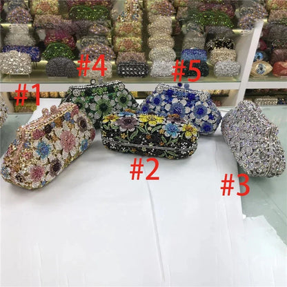 Crystal Bridal Wedding Bag Purses Flower Shape Luxury Handbags