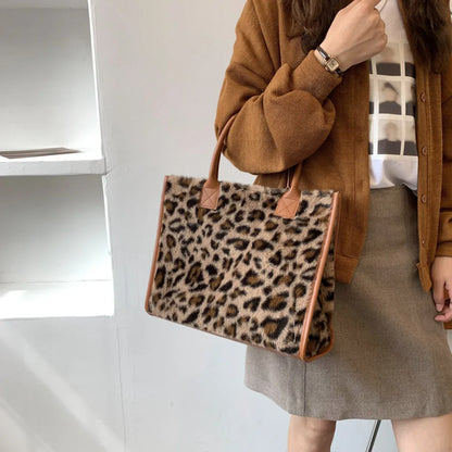 Cow Leopard Print PU Leather Handbags – Plush Design & Stylish Accessories