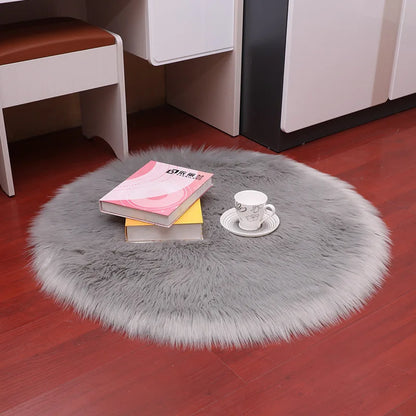 Round Fur Rugs for Bedroom & Living Room - Soft, Plush Floor Decor