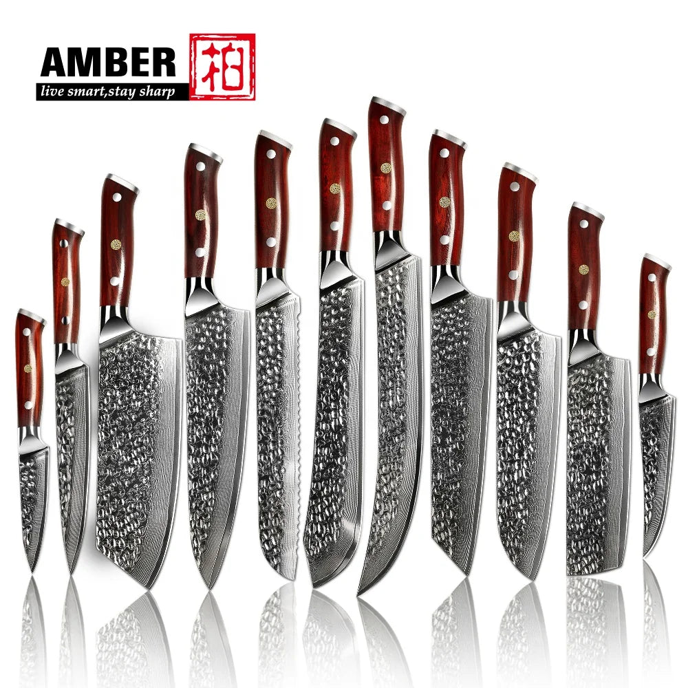 Amber Professional Kitchen Knife Set Steel Kitchen