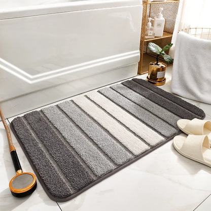 Simple Striped Microfiber Bath Mat Absorbent and Quick-Drying Foot Rug