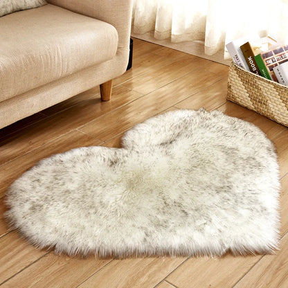 Heart Shape Fluffy Washable Faux Fur Rug for Kids Bedroom & Home Decor