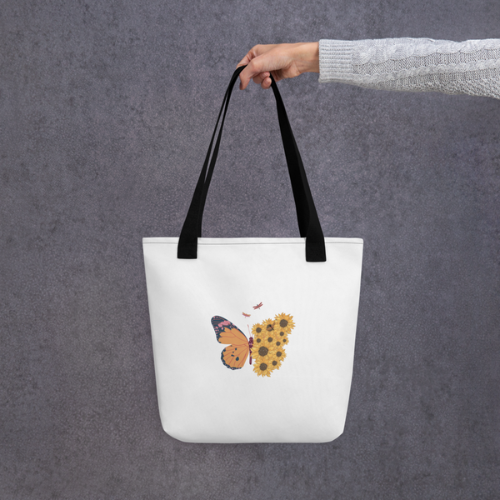 Designer Tote Bag with Three Color Handles – Unique Art, Stylish & Functional