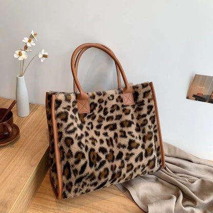 Cow Leopard Print PU Leather Handbags – Plush Design & Stylish Accessories