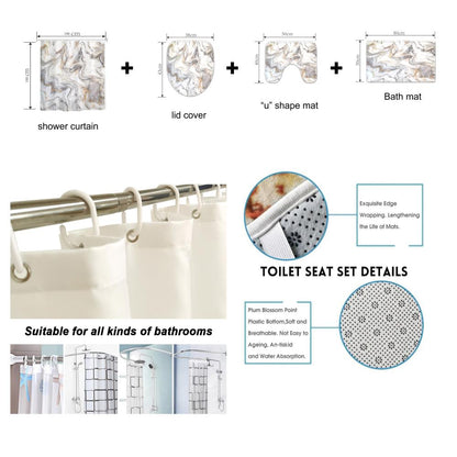 Bath Sets With Non-Slip Bathroom Rug, Durable Waterproof Shower Curtain Set