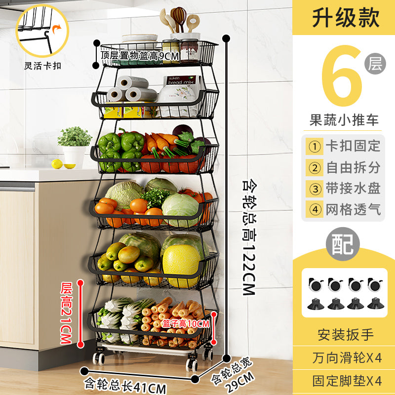 Kitchen Fruit Basket Multi Layers Steel Wire Durable Kitchen Shelf Storage