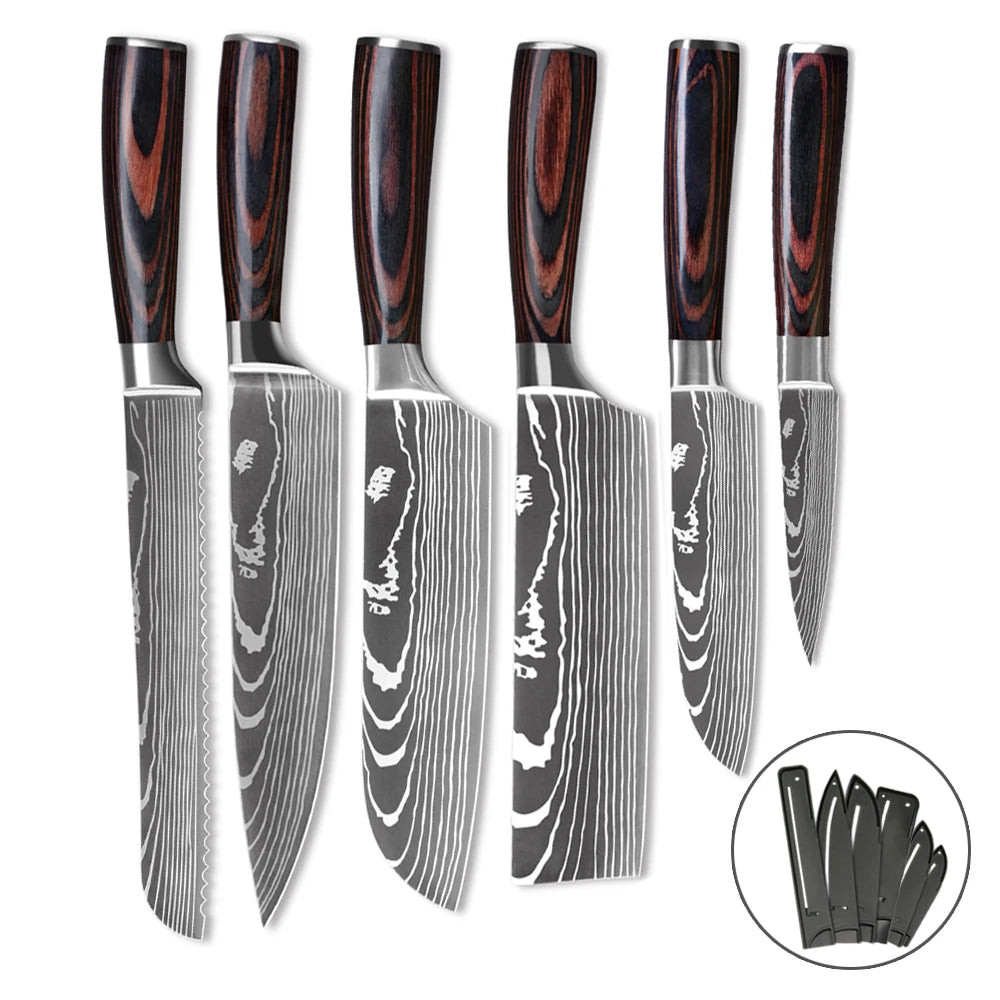 Damascus Stainless Steel Kitchen 6 Pcs Knife Set | Precision & Style