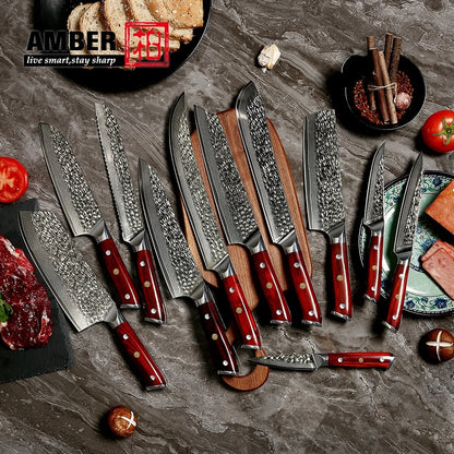 Amber Professional Kitchen Knife Set Steel Kitchen