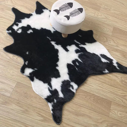 Imitation Cow Print Rug | Black & White Faux Animal Skin Rugs