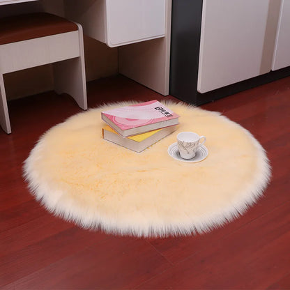 Round Fur Rugs for Bedroom & Living Room - Soft, Plush Floor Decor