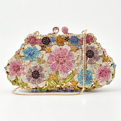 Crystal Bridal Wedding Bag Purses Flower Shape Luxury Handbags