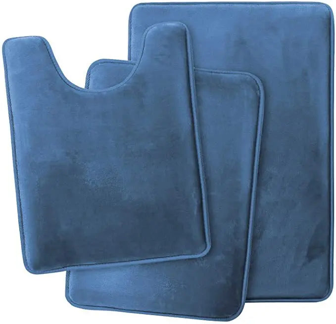 Velvet Bath Set - Super Soft, Non-Slip, Absorbent & Washable Rugs