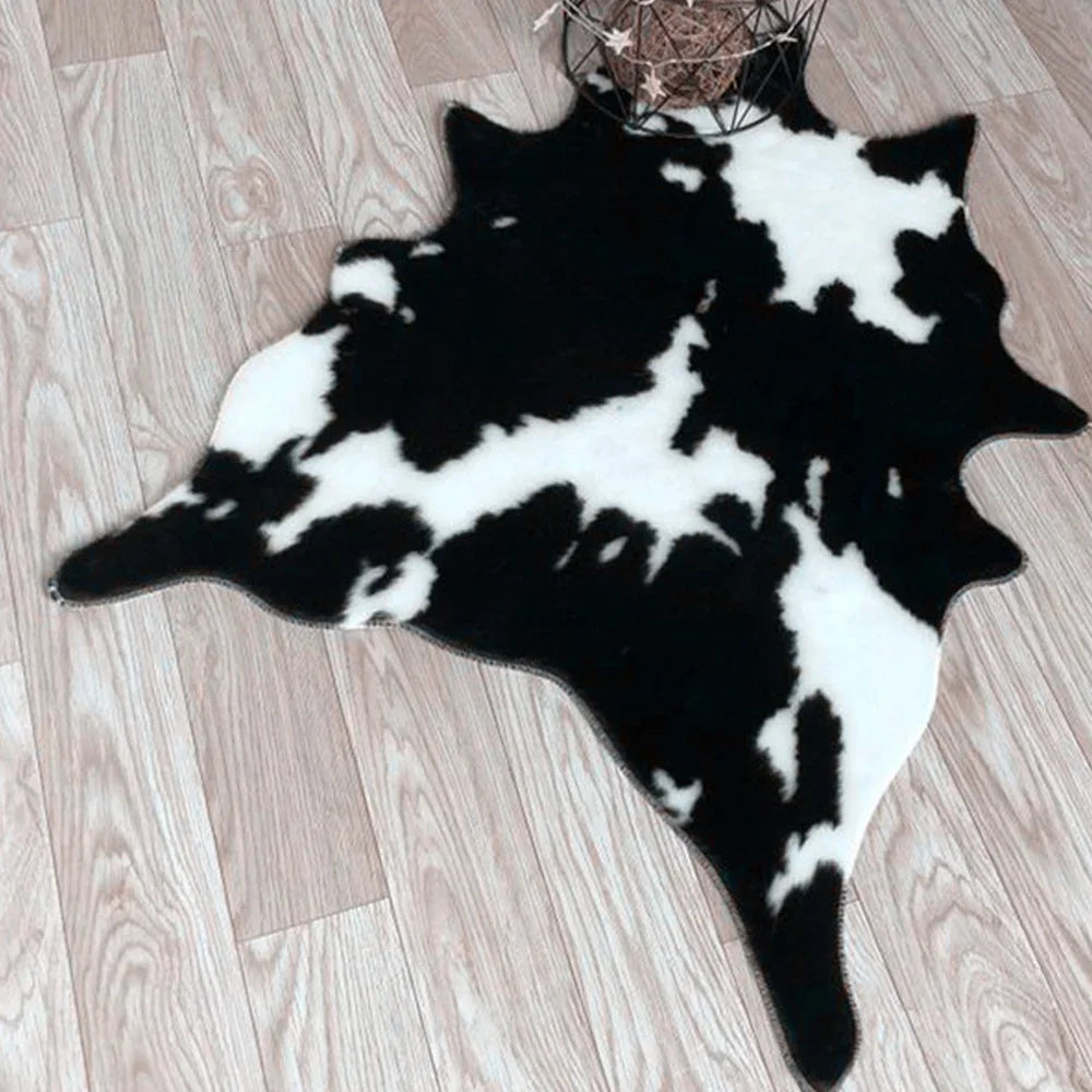 Imitation Cow Print Rug | Black & White Faux Animal Skin Rugs