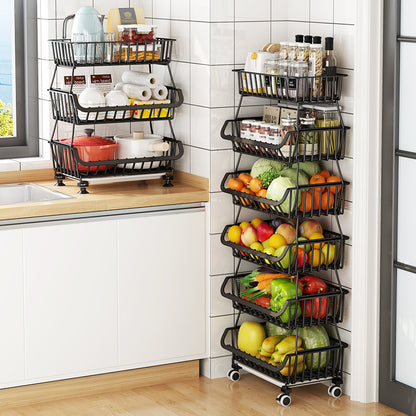 Kitchen Fruit Basket Multi Layers Steel Wire Durable Kitchen Shelf Storage