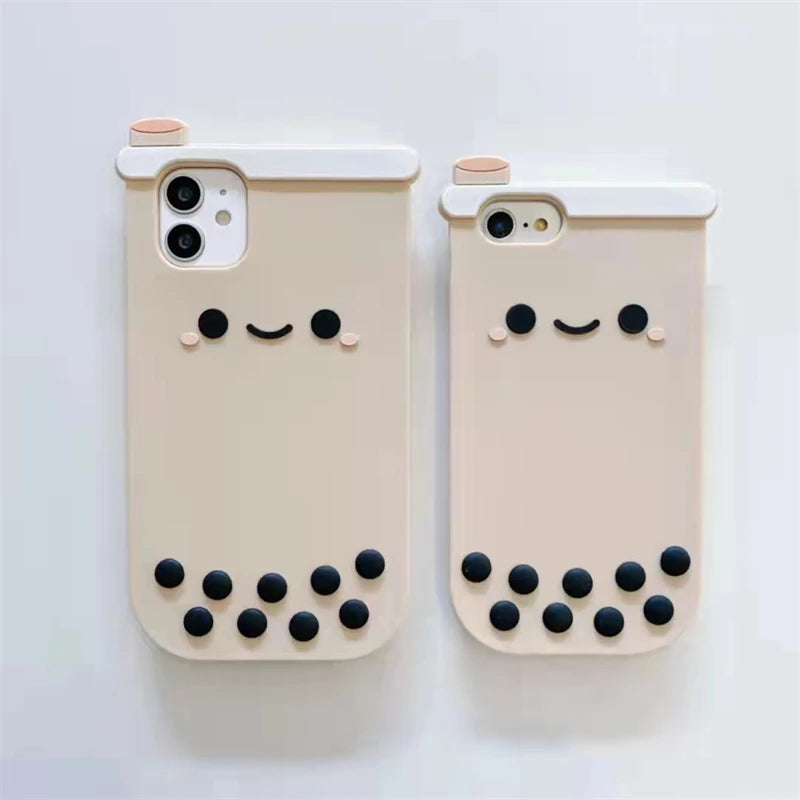 Stylish Cool Milk Tea Cup Silicone Case for iPhone - Fun & Protective