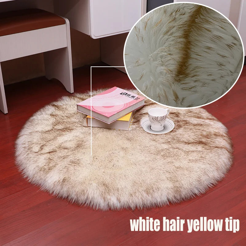 Round Fur Rugs for Bedroom & Living Room - Soft, Plush Floor Decor