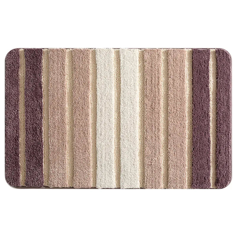 Simple Striped Microfiber Bath Mat Absorbent and Quick-Drying Foot Rug