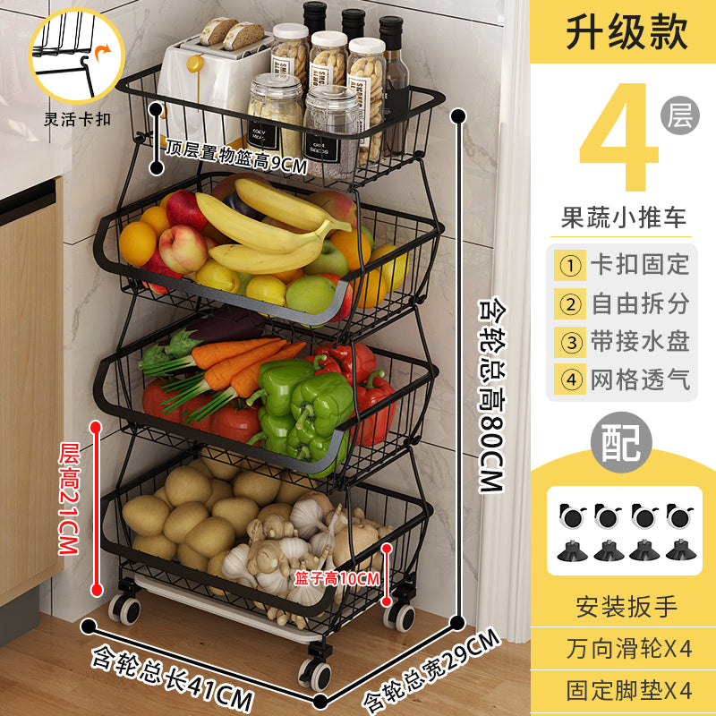 Kitchen Fruit Basket Multi Layers Steel Wire Durable Kitchen Shelf Storage