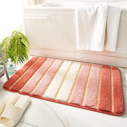 Simple Striped Microfiber Bath Mat Absorbent and Quick-Drying Foot Rug