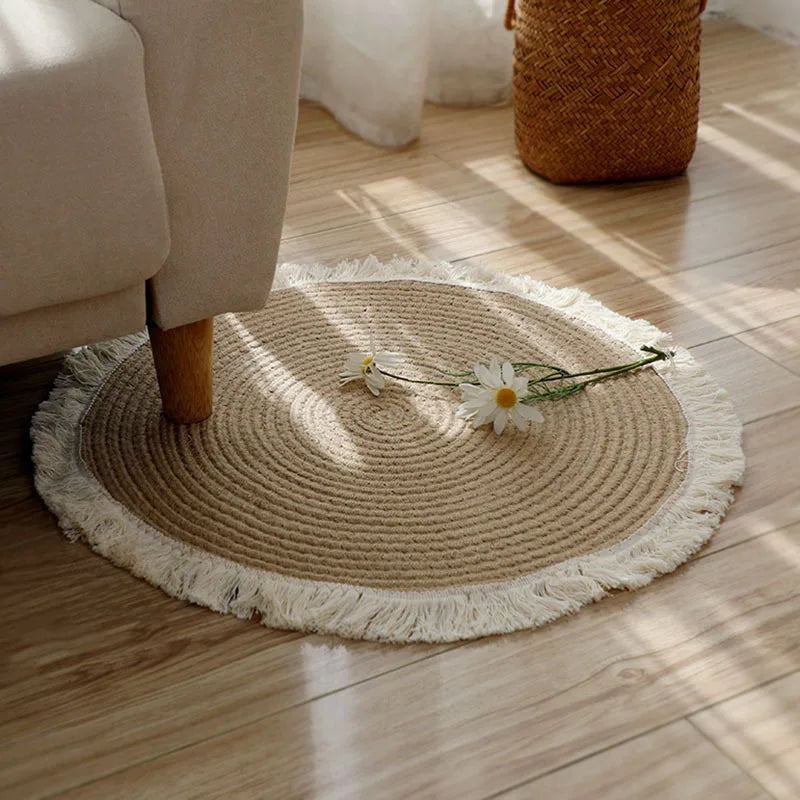 Natural Jute Carpet Hand-Made Rattan Grass Area Rugs