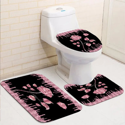 Waterproof Shower Curtain Set with Toilet Covers & Seat, Bath Mats – Complete Bathroom Décor Set