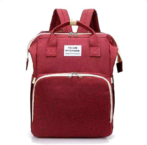 Baby Diaper Bag Waterproof Maternity Handbag Nappy Bed Backpack for Mom and Baby (Red)