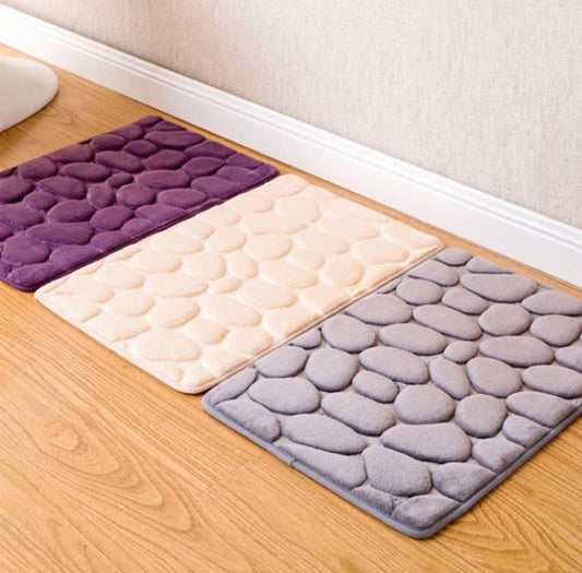 Stone Shape Memory Foam Bathroom Mat – Non-Slip Bath Rug for Kitchen or Room, Soft & Durable