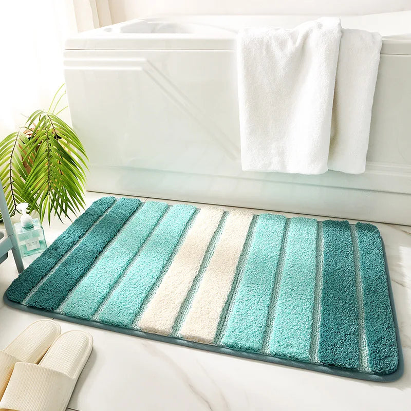 Simple Striped Microfiber Bath Mat Absorbent and Quick-Drying Foot Rug