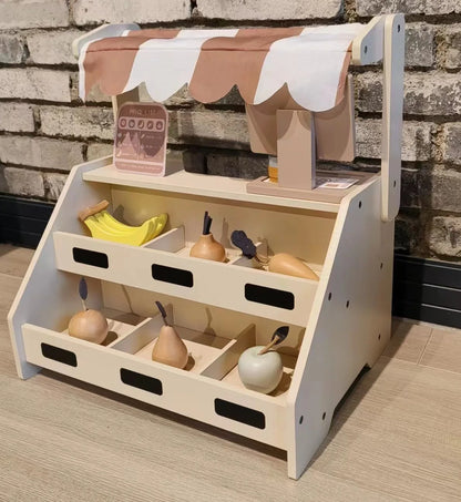 Wooden Play Toy Pretend Vegetable Shop - Creative Activity Toy for Kids