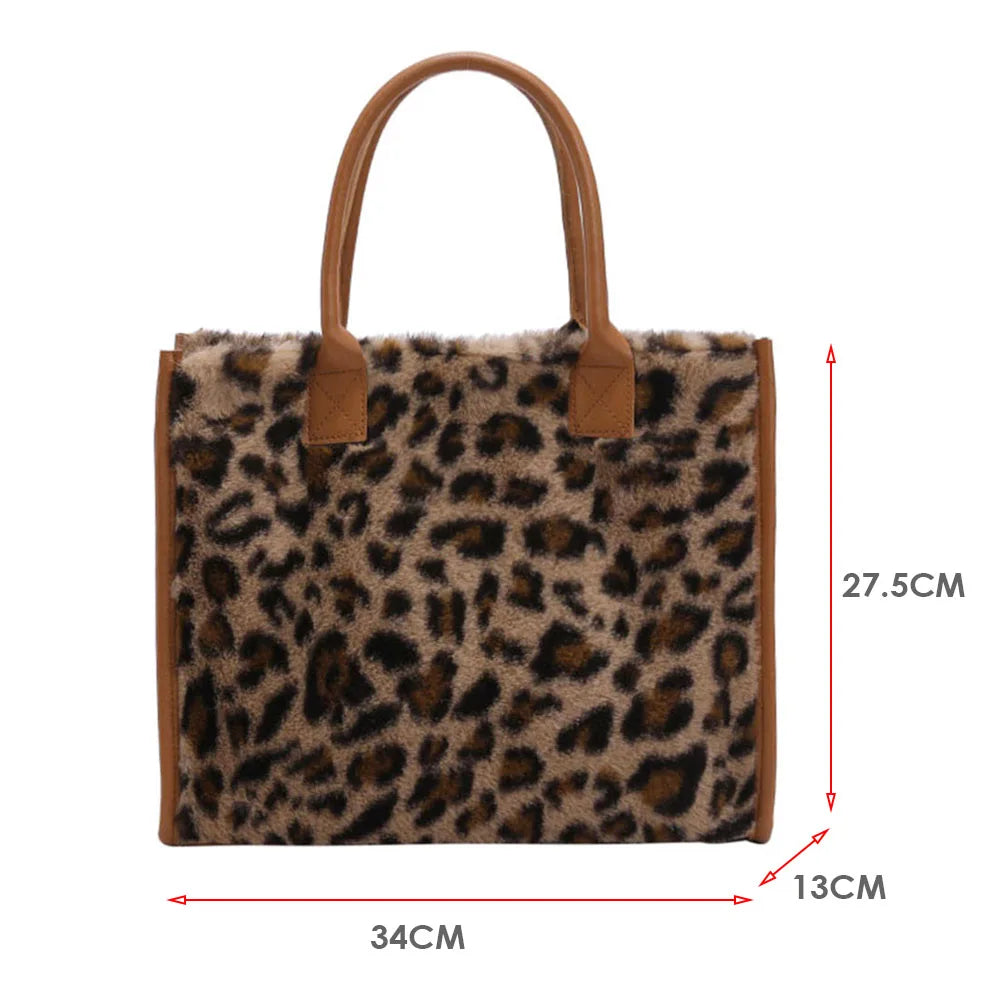 Cow Leopard Print PU Leather Handbags – Plush Design & Stylish Accessories