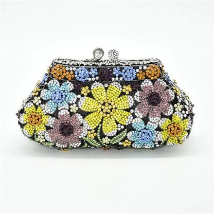 Crystal Bridal Wedding Bag Purses Flower Shape Luxury Handbags