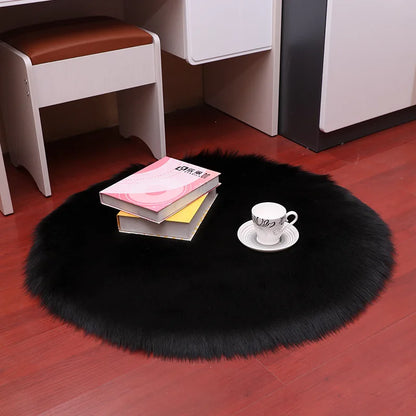 Round Fur Rugs for Bedroom & Living Room - Soft, Plush Floor Decor