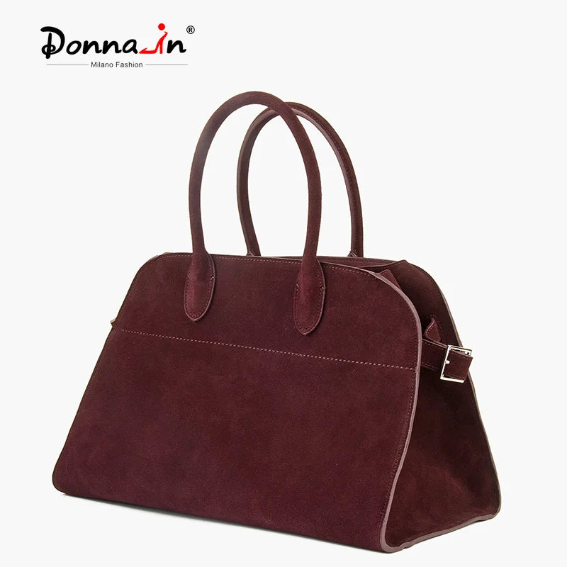 Donna-In Cow Suede Large Handbag – Genuine Leather Luxury Bag