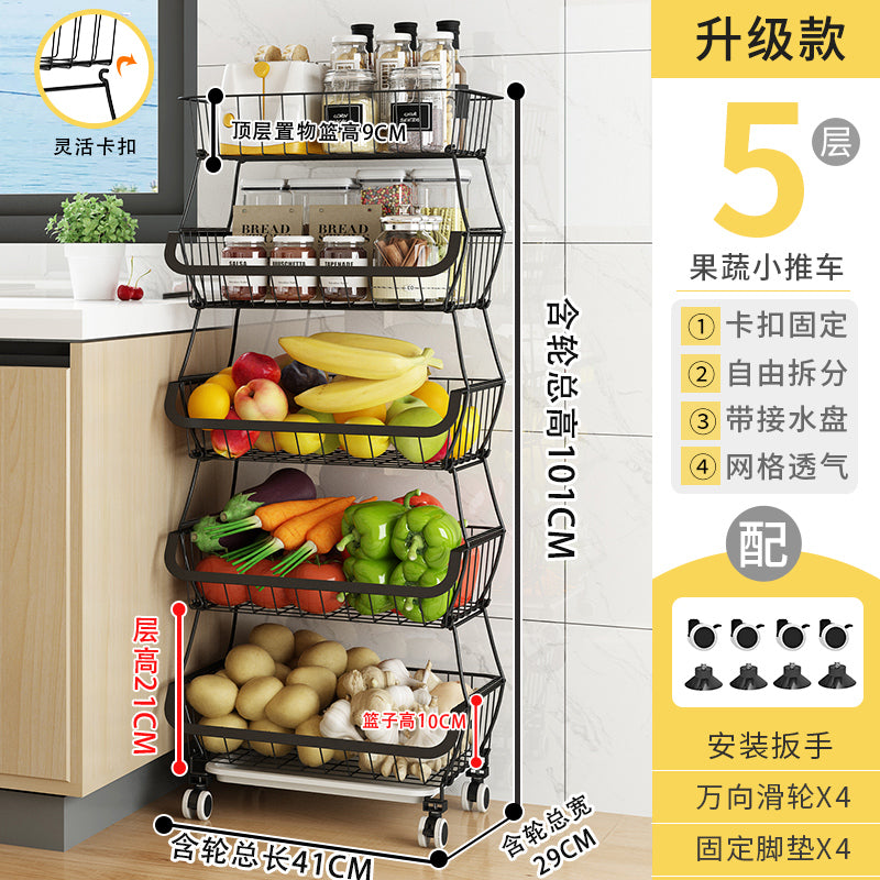 Kitchen Fruit Basket Multi Layers Steel Wire Durable Kitchen Shelf Storage