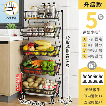 Kitchen Fruit Basket Multi Layers Steel Wire Durable Kitchen Shelf Storage