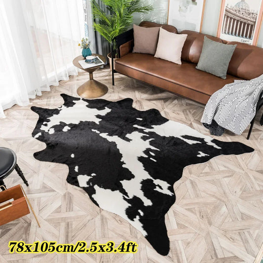 Imitation Cow Print Rug | Black & White Faux Animal Skin Rugs