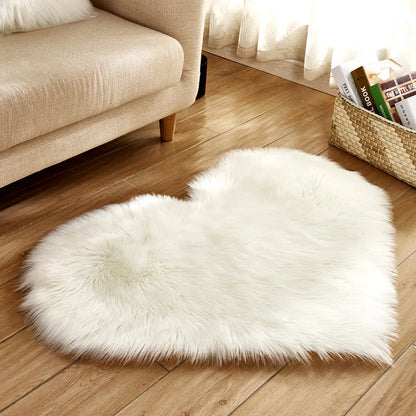 Heart Shape Fluffy Washable Faux Fur Rug for Kids Bedroom & Home Decor