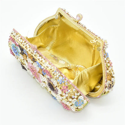 Crystal Bridal Wedding Bag Purses Flower Shape Luxury Handbags