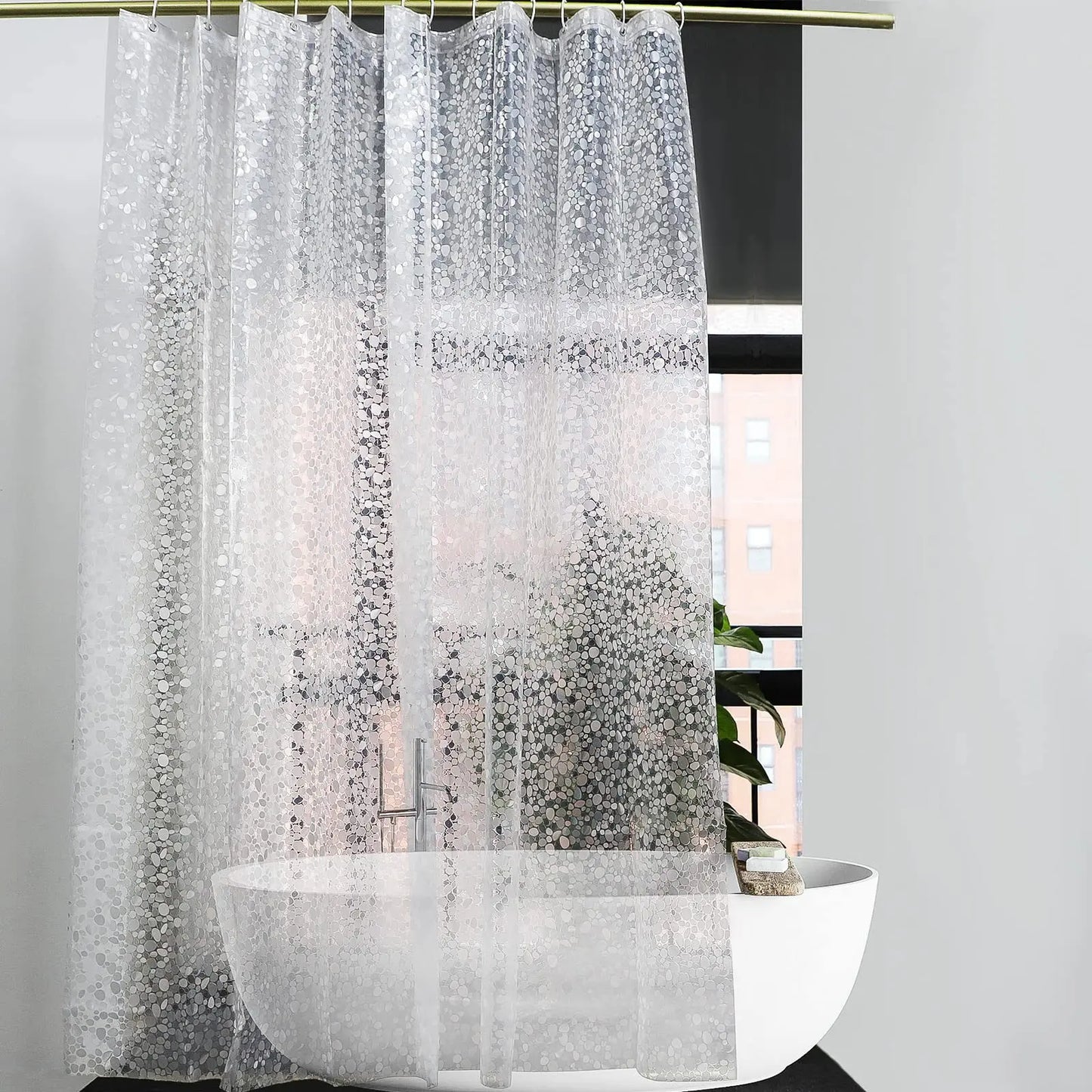 Shower Curtain with Transparent Lining – Waterproof Durable Bathroom Shower Protection