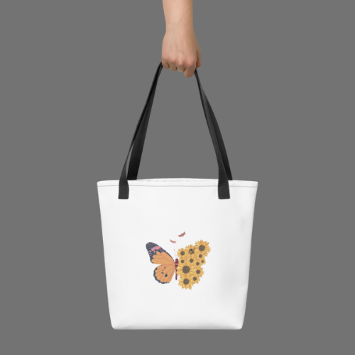 Designer Tote Bag with Three Color Handles – Unique Art, Stylish & Functional