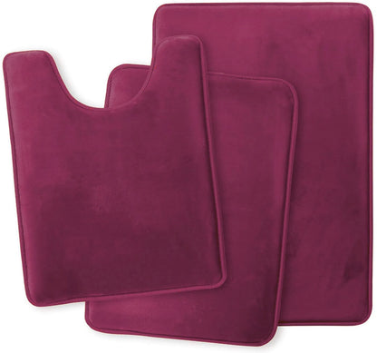 Velvet Bath Set - Super Soft, Non-Slip, Absorbent & Washable Rugs