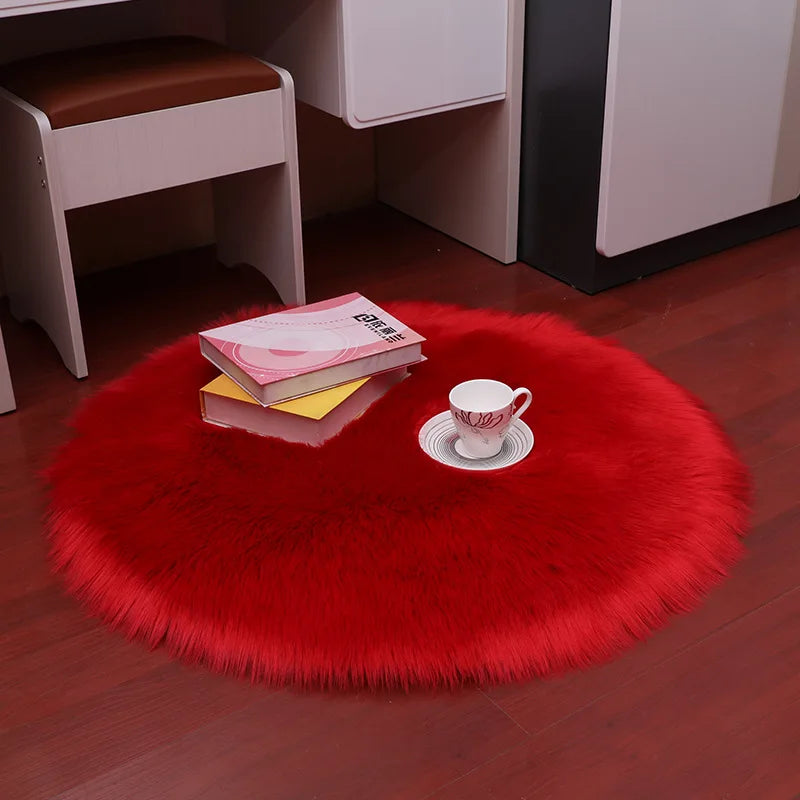 Round Fur Rugs for Bedroom & Living Room - Soft, Plush Floor Decor