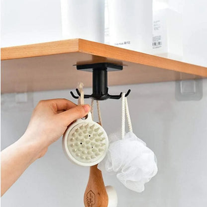 6 Hooks Rotating Kitchen Rack Organizer | Home Cabinet Accessories