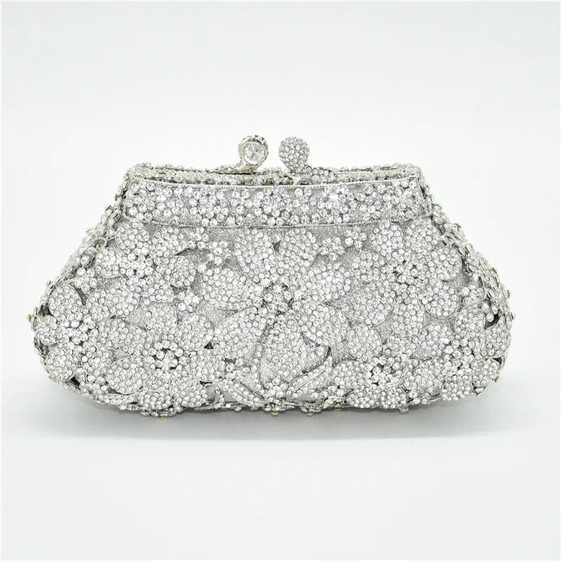 Crystal Bridal Wedding Bag Purses Flower Shape Luxury Handbags